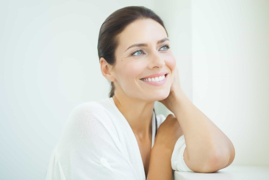 Indianapolis microneedling model with brown hair