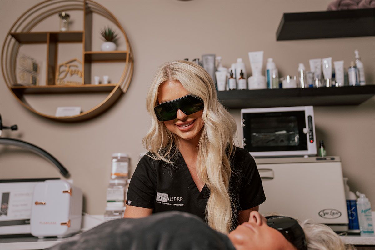 patient during consult for laser hair removal in Fishers