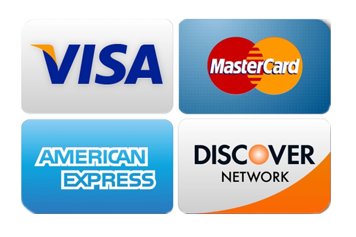 Four major credit card logos displayed together.