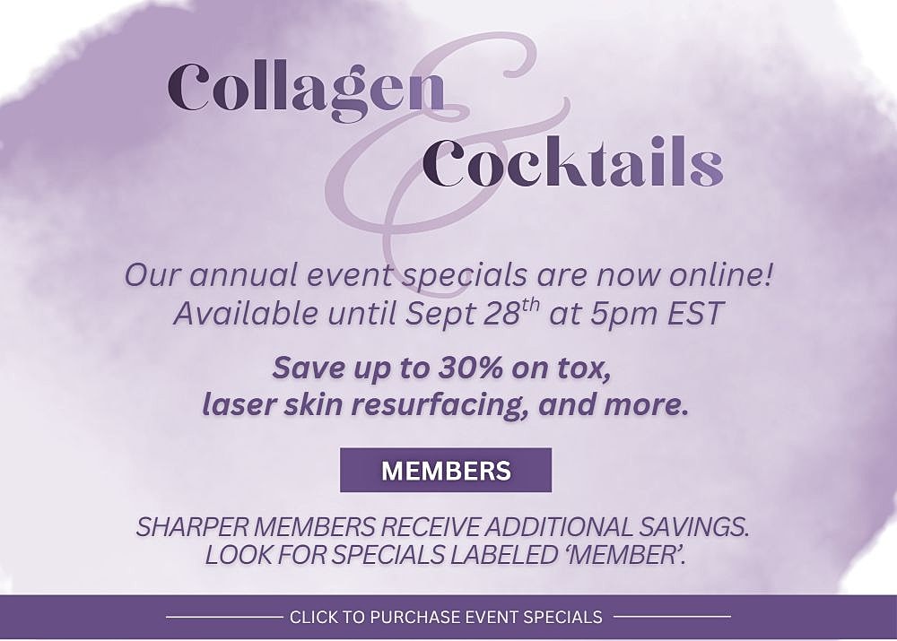 Collagen and Cocktails event promotions and savings.